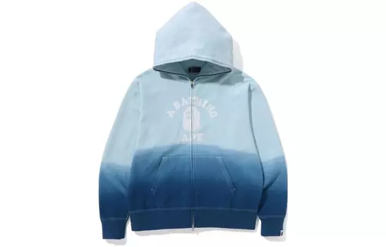 Толстовка свободного кроя с капюшоном на молнии BAPE College Gradation A Bathing Ape, синий