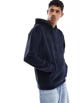 Толстовка свободного кроя с капюшоном темно-синего цвета Brave Soul