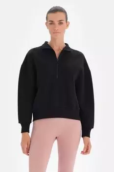 Толстовка свободного кроя с короткой молнией Dagi, черный