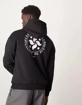 Толстовка свободного кроя с круглым принтом на спине черного цвета Selected Homme