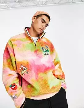 Толстовка свободного кроя с молнией до середины бедра и вышивкой ASOS DESIGN