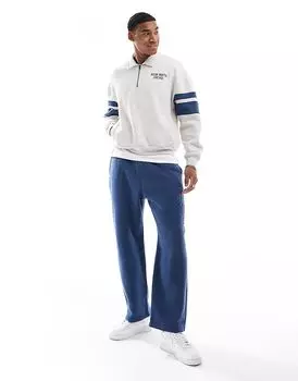 Толстовка свободного кроя с отложным воротником и мотивом на четверть молнии серого цвета Hollister