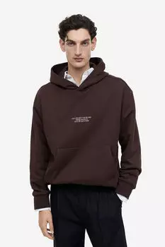Толстовка свободного кроя с принтом H&M, коричневый