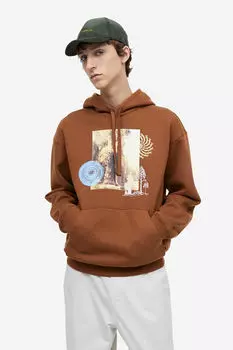 Толстовка свободного кроя с принтом H&M, коричневый