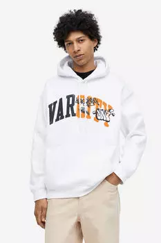 Толстовка свободного кроя с принтом H&M, белый