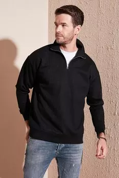 Толстовка свободного кроя с воротником-молнией до половины 5905509 Buratti, черный