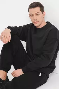 Толстовка свободного кроя с заниженными рукавами Jack & Jones, черный