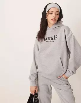 Толстовка свободного кроя Sunde из мягкого микса серого меланжевого цвета