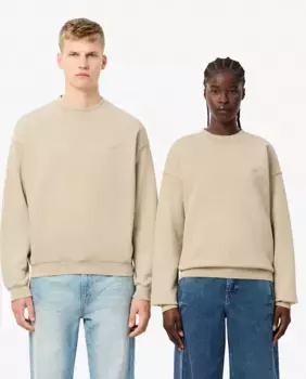 Толстовка свободного кроя унисекс с эффектом стирки Lacoste, бежевый