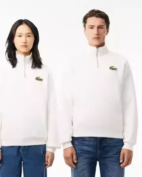 Толстовка свободного кроя унисекс с высоким воротником Lacoste, белый