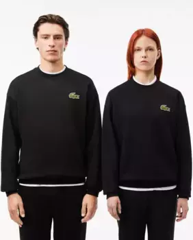 Толстовка свободного кроя унисекс со значком Lacoste, черный