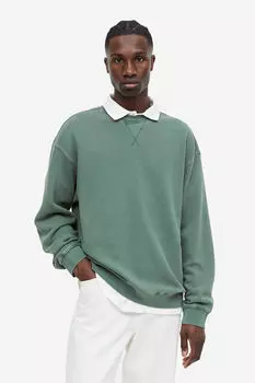 Толстовка свободного покроя с эффектом стирки H&M, зеленый