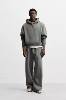 Толстовка свободного покроя с нашивками ZARA, аквамарин