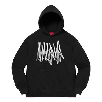 Толстовка tag hooded sweatshirt 'black white' Supreme, черный