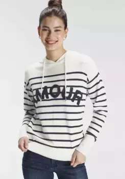 Толстовка Tamaris с полосатым узором, цвет Offfwhite-Navy