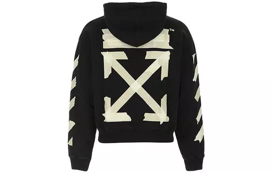 Толстовка Tape Diag Arrows с капюшоном черного/бежевого цвета Off-White