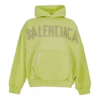 Толстовка tape type ripped pocket hoodie oversized 'fluo yellow' Balenciaga, желтый