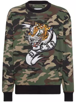 Толстовка Tattoo Tiger Philipp Plein, коричневый