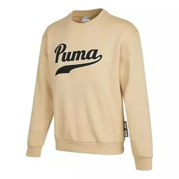 Толстовка team crew neck sweatshirt 'beige' Puma, бежевый