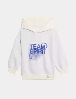 Толстовка Team Spirit с капюшоном из хлопка Marks & Spencer, светло-серый