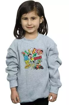 Толстовка Teen Titans Go Robin Montage DC Comics, серый