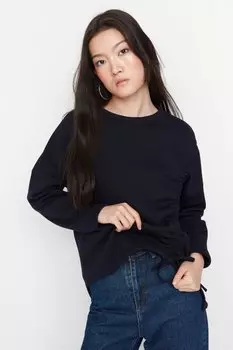 Толстовка - Темно-синий - Классический крой Trendyol, темно-синий