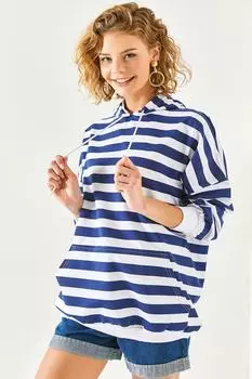 Толстовка - Темно-синий - Свободный крой Olalook, темно-синий