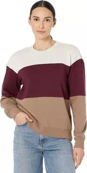 Толстовка tentree Treefleece Blocked Crew, цвет Silver Cloud/Grey/Fig/Pine Bark