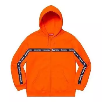 Толстовка text stripe zip up hooded sweatshirt 'orange' Supreme, оранжевый