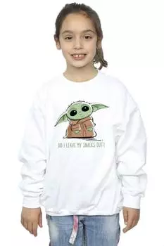 Толстовка The Mandalorian Grogu Snacks Meme Star Wars, белый