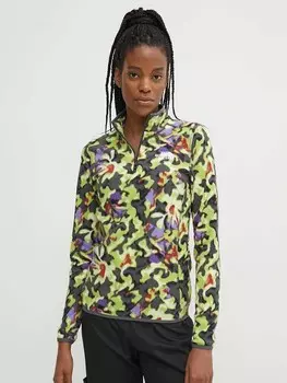 Толстовка The North Face W 100 GLACIER PRINTED 1/4 ZIP, зеленый