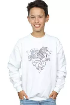 Толстовка Thestral Line Art Harry Potter, белый