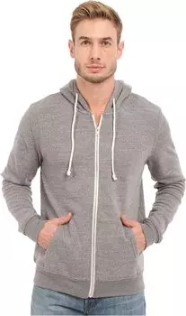 Толстовка Threads 4 Thought Triblend Zip Front Hoodie, цвет Heather Grey
