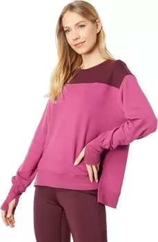 Толстовка THRIVE SOCIETE Color-Block High-Low Hem, цвет Peony/Fig