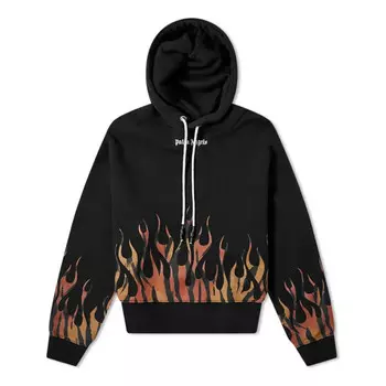 Толстовка tiger flames popover hoodie 'black orange' Palm Angels, черный