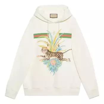 Толстовка tiger hooded sweatshirt 'ivory' Gucci, белый