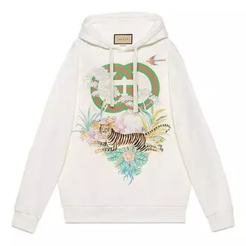 Толстовка tiger interlocking g hooded sweatshirt 'off-white' Gucci, мультиколор