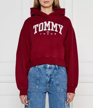 Толстовка Tommy Jeans Cropped Fit, красный