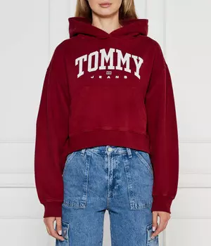 Толстовка Tommy Jeans Cropped Fit, красный
