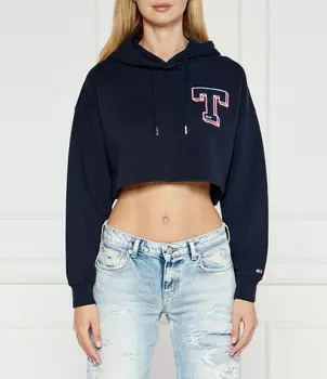 Толстовка Tommy Jeans Cropped Fit, темно-синий