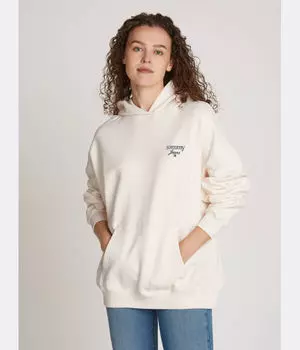 Толстовка Tommy Jeans хлопковая удлиненная, экрю