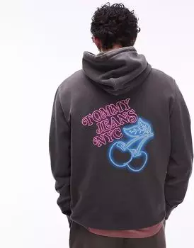 Толстовка Tommy Jeans неоново-вишневого цвета черного цвета