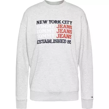 Толстовка Tommy Jeans Oversized Flag Repeat, серый
