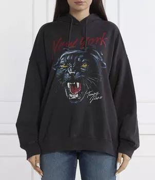 Толстовка Tommy Jeans PANTHER HOODIE Oversize fit, черный