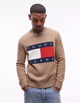 Толстовка Tommy Jeans с флагом, коричневого цвета