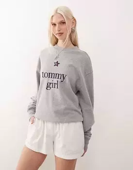 Толстовка Tommy Jeans с логотипом tommy girl серого цвета
