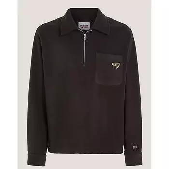 Толстовка Tommy Jeans Signature Logo Relaxed Half Zip, черный