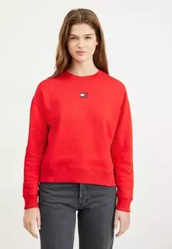Толстовка Tommy Jeans ЗНАК ЭКИПАЖ, темно-малиновый