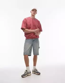 Толстовка Topman с короткими рукавами и эффектом потертости красного цвета