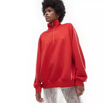 Толстовка Topshop Co-ord Quarter Zip Sport, красный